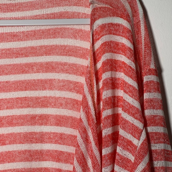 LuLaRoe Coral White Stripe Open Knit Dolman Sleeve Long Duster Cardigan NWOT M‎ - Picture 5 of 15